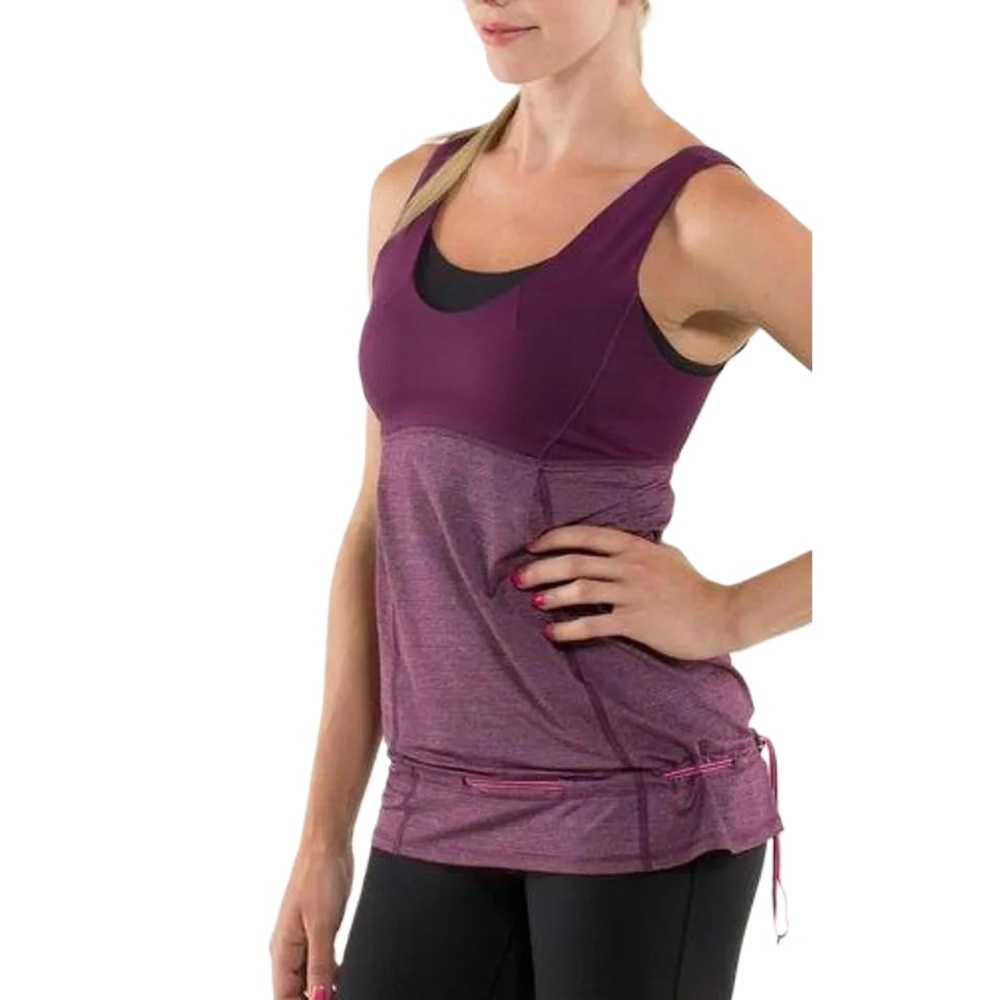 Womens Lululemon Hustle & Bustle Tank Top Plum Purple Athletic Tank Top Size 4